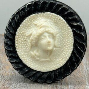 Vintage Grecian Goddess Bursting Through Plastic Brooch Cameo Inspired